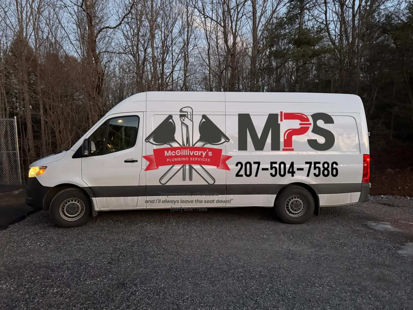 MPS207 plumbing service van at dusk