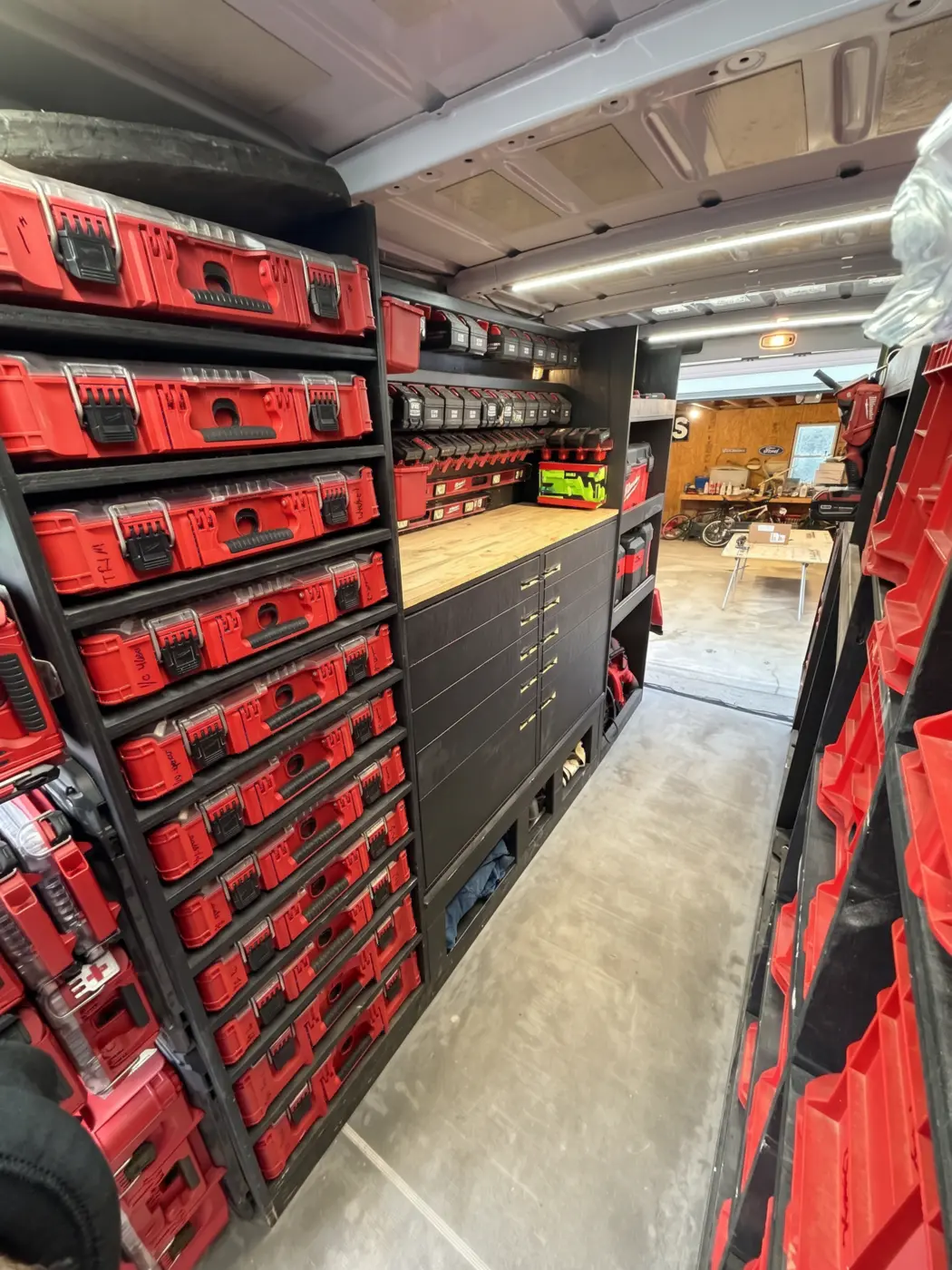 Organized tool wall inside the MPS207 service van